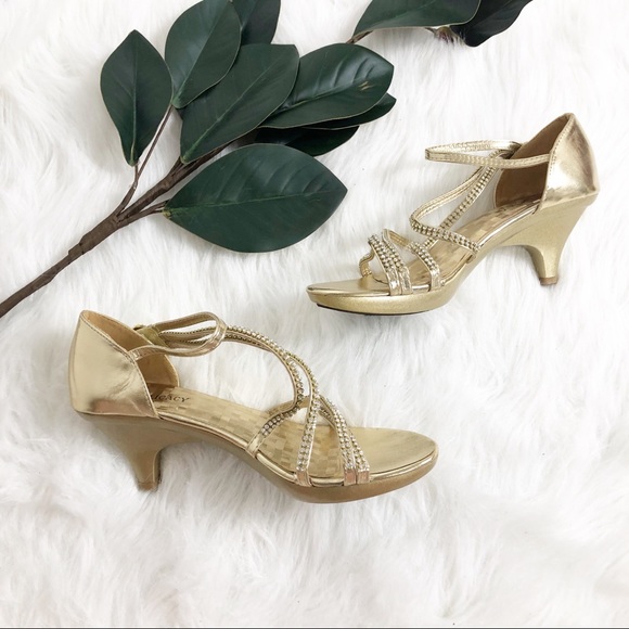 Delicacy | Gold Rhinestone Heels - Picture 1 of 6